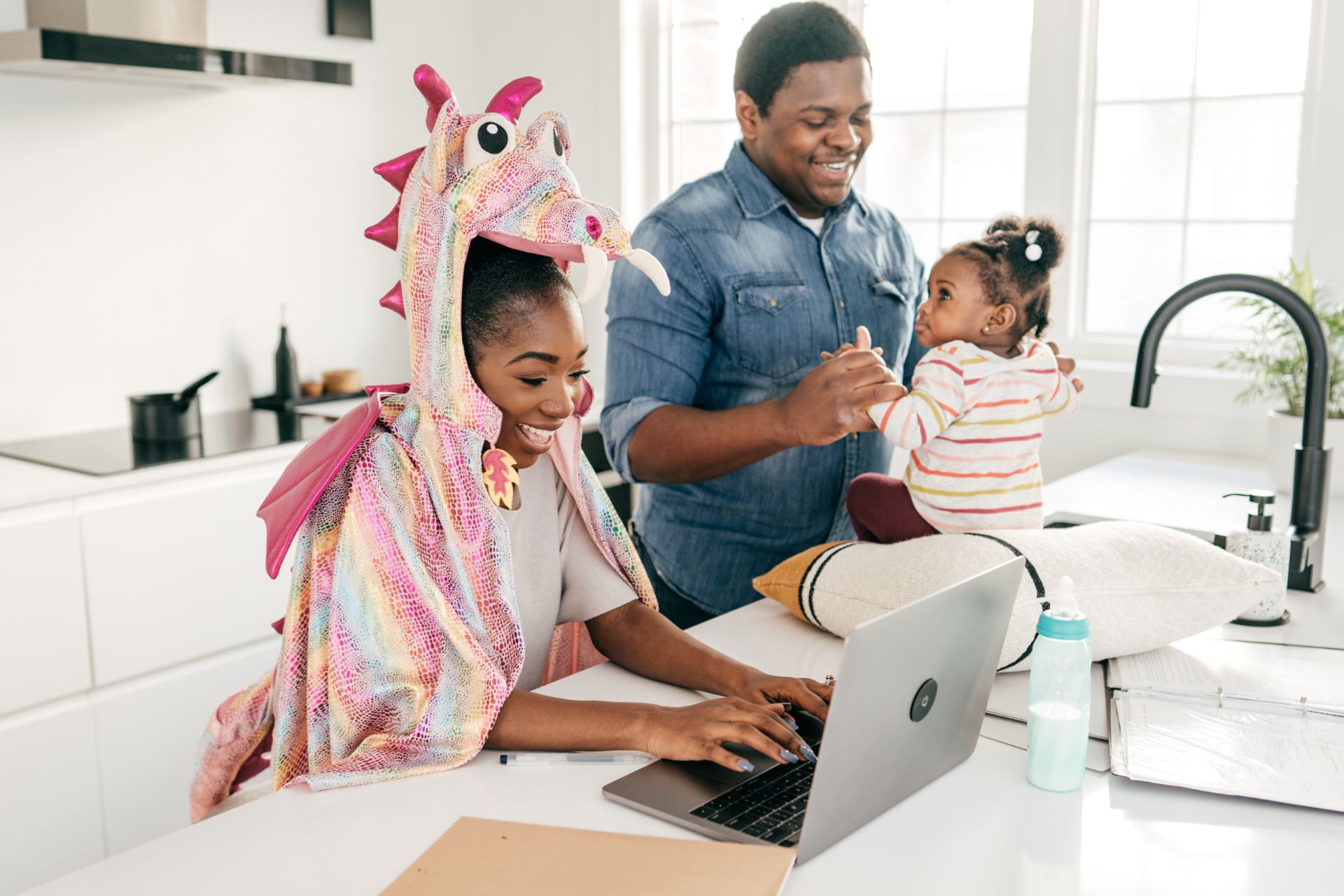 young couple and their baby